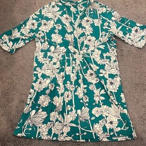Green and white floral printed dress